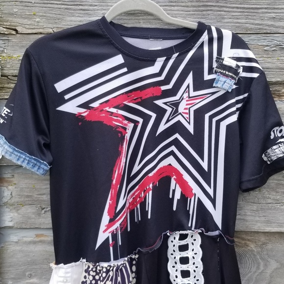 Street Fashion Asymmetrical Star Upcycled Dress - Picture 6 of 6